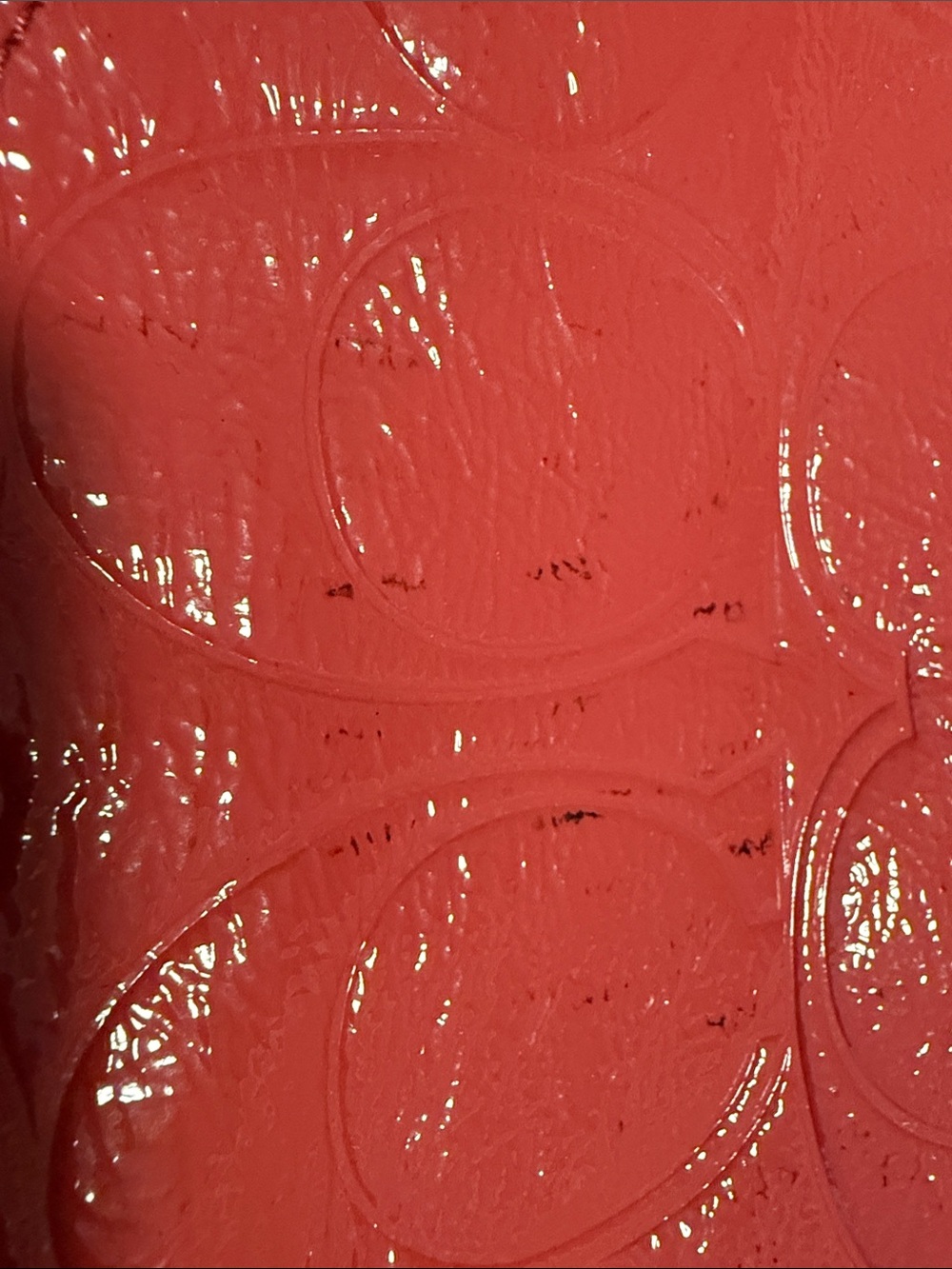 Coach Red Patent Leather Tote with Embossed Signature Circle - Picture 8 of 13